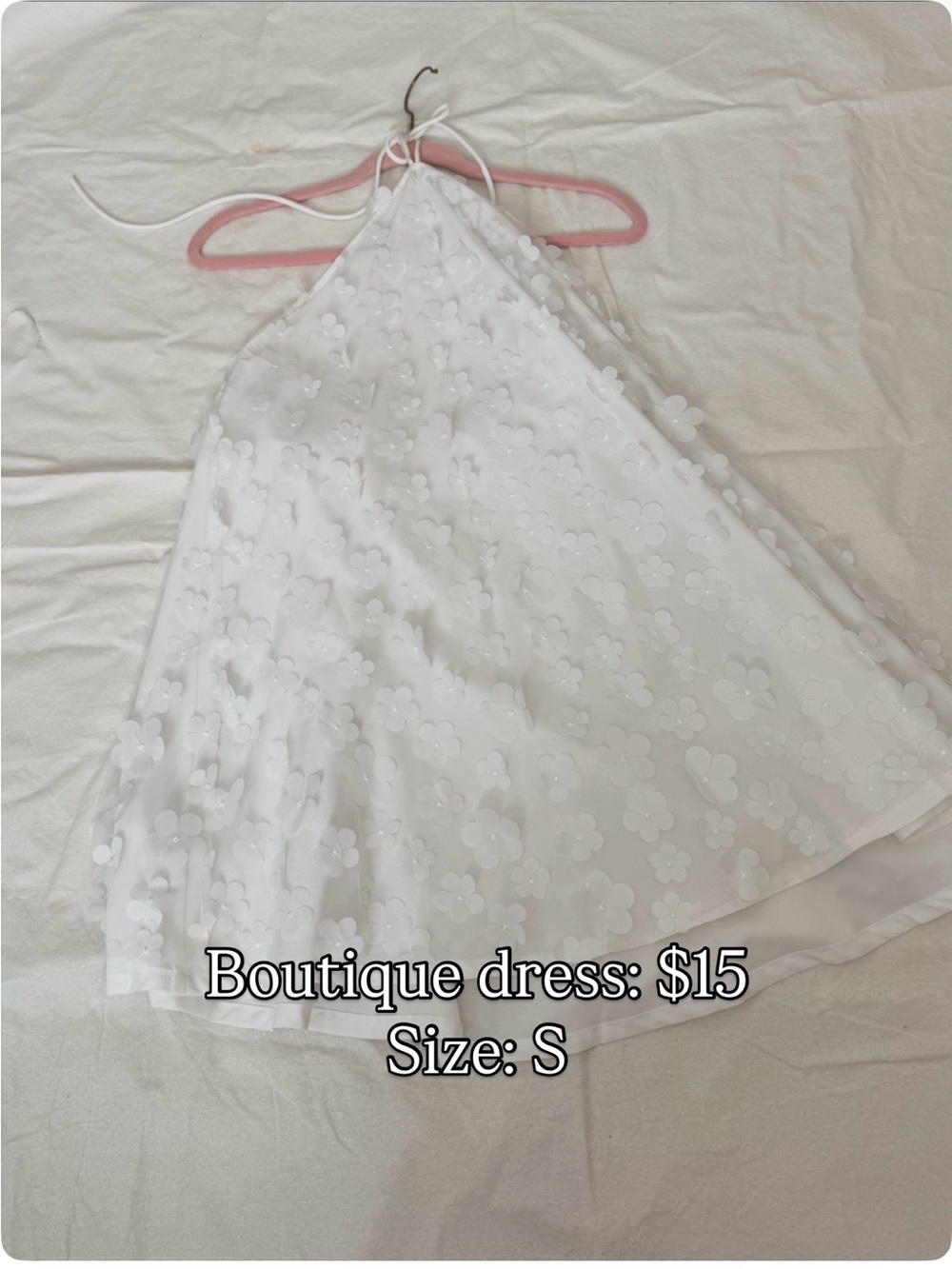Backless White Floral Halter Dress - Women
